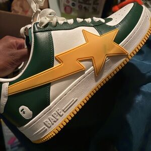 BAPE Mens Green and Yellow Sneakers